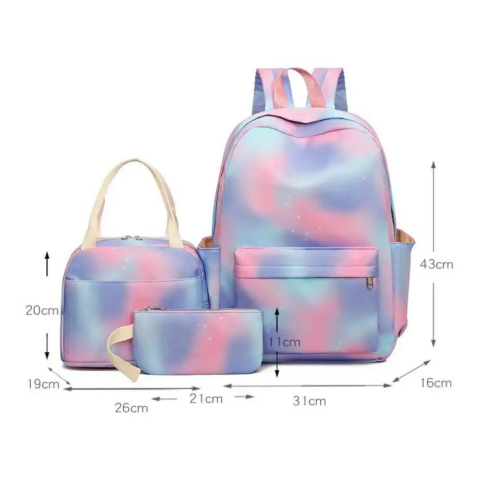 3Pcs Disney Lilo Stitch Colorful Backpack Set for Women Casual School Bags with Lunch Bag Girl Boy Student Teenager Rucksack